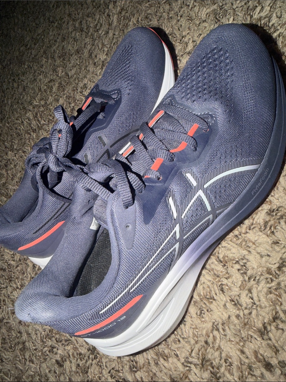 Asics Navy Athletic Running Shoes with Coral Highlights